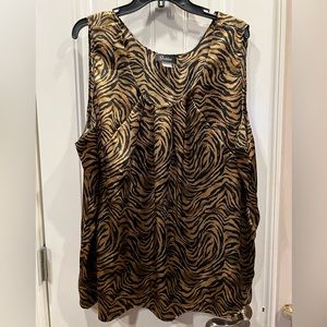 Goddess Black Gold Tiger Striped Tank Top Shell Blouse Sz 3x